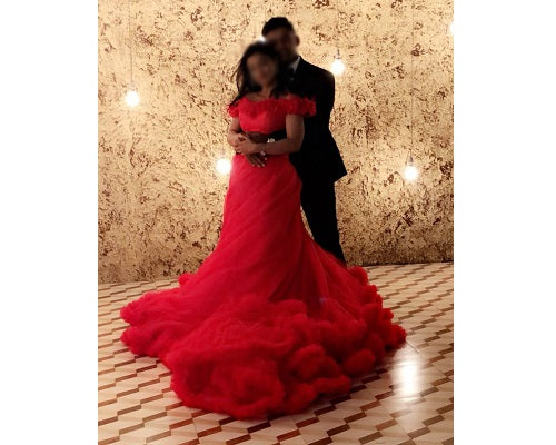 G123, Luxury Wine Puffy Cloud Trail Big Ball Gown, Size: All, Color: All