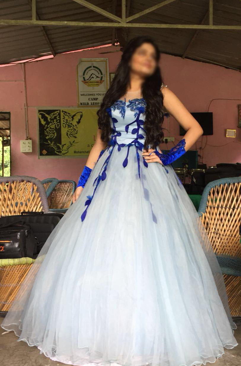 G167, Light Blue Ball Gown, Size (XS-30 toL-38)