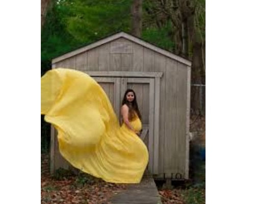 G178, Yellow Maternity Shoot Trail Baby Shower Gown, Size: All, Color: All