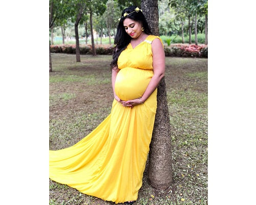 G178, Yellow Maternity Shoot Trail Baby Shower Gown, Size: All, Color: All