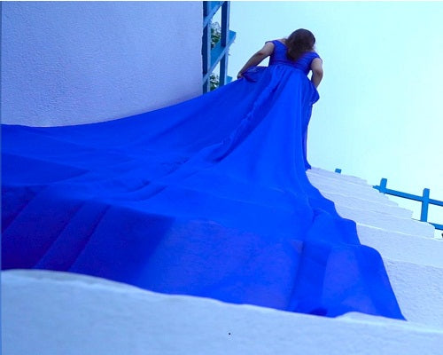 G300, Royal Blue Long Trail Prewedding Shoot Gown, Size: All, Color: All