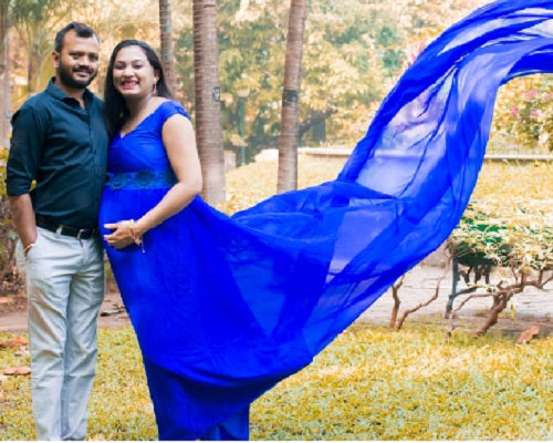 G300, Royal Blue Long Trail Maternity Shoot Baby Shower Gown Size: All, Color: All