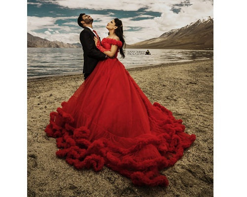 G123, Luxury Wine Puffy Cloud Trail Big Ball Gown, Size: All, Color: All