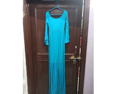 G45,Blue Maternity shoot Baby Shower Lycra Body Fit Gown, Size: All, Color: All