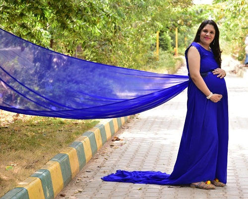 G138, Royal Blue Maternity Shoot Baby Shower Gown, Size: All, Color: All