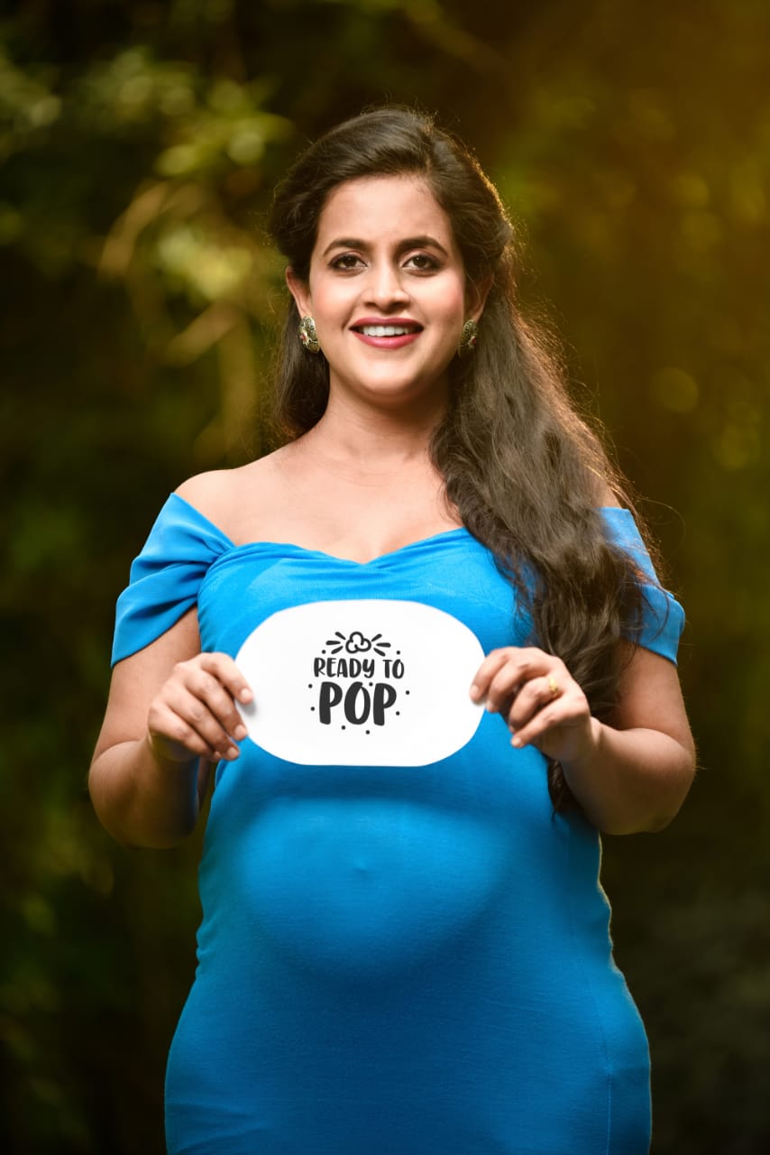 G46,Blue Maternity Shoot Trail Baby Shower Lycra Fit Gown, Size: All,Color: All