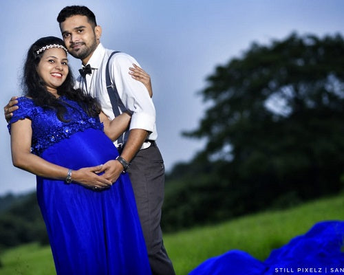 G300, Royal Blue Long Trail Maternity Shoot Baby Shower Gown Size: All, Color: All