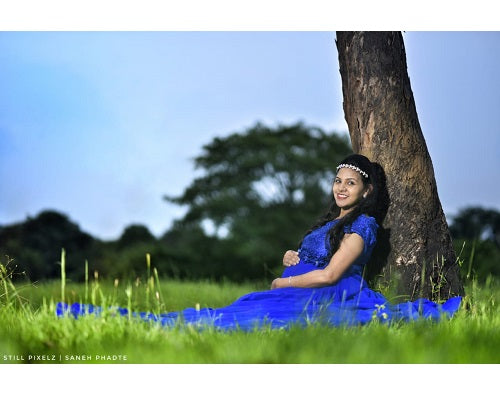 G300, Royal Blue Long Trail Maternity Shoot Baby Shower Gown Size: All, Color: All