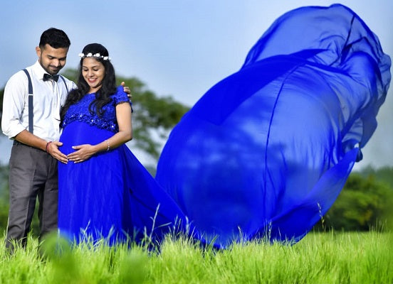 G300, Royal Blue Long Trail Maternity Shoot Baby Shower Gown Size: All, Color: All