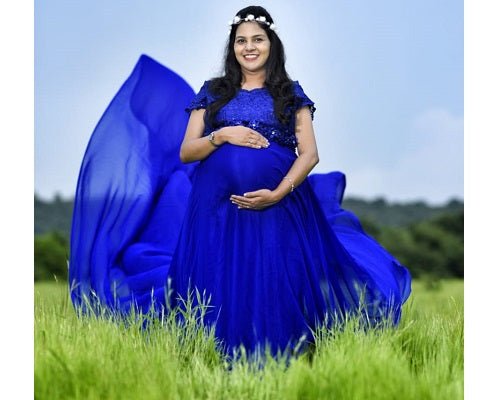 G300, Royal Blue Long Trail Maternity Shoot Baby Shower Gown Size: All, Color: All