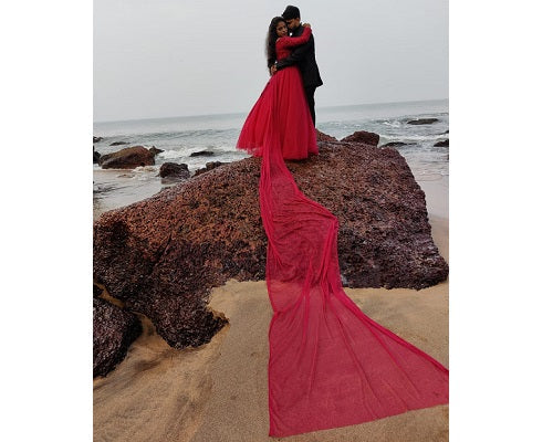 G135, Wine Semi OS Prewedding Shoot ball Gown Size: All, Color: All