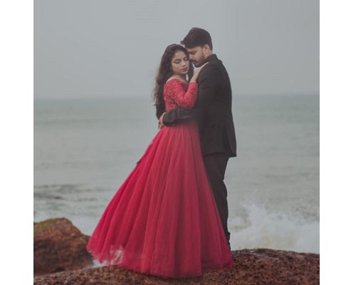 G135, Wine Semi OS Prewedding Shoot ball Gown Size: All, Color: All