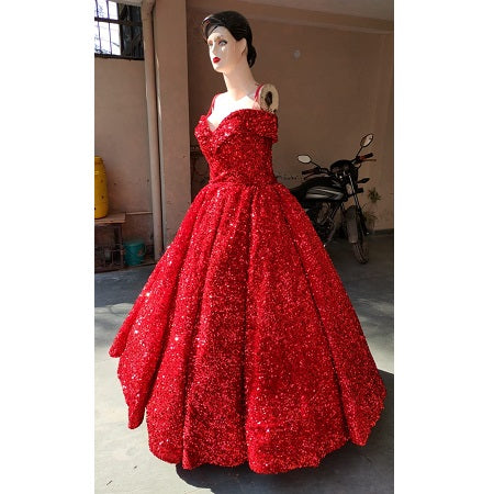 G337, Red Luxury Sequence Quinceanera Ball gown, Size (XS-30 to L-38)