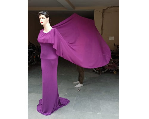 G346, Purple Maternity Shoot Baby Shower Trail Lycra Fit Gown, Size: All, Color: All