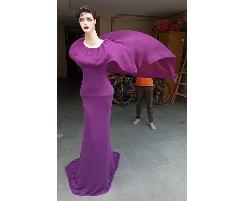 G346, Purple Maternity Shoot Baby Shower Trail Lycra Fit Gown, Size: All, Color: All