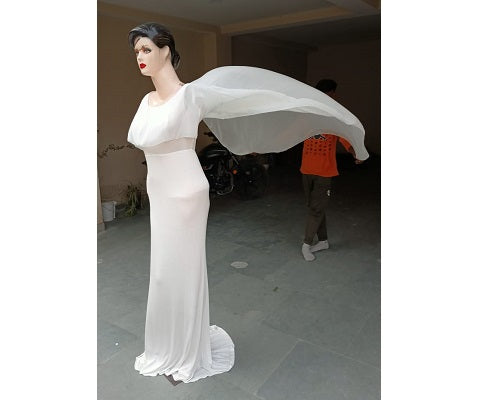 W546, White Maternity Shoot Baby Shower Trail Gown, Size: All, Color: All