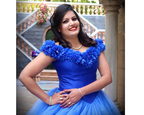G237, Luxury Royal Blue Puffy Cloud Trail Ball Gown, Size: All, Color: All