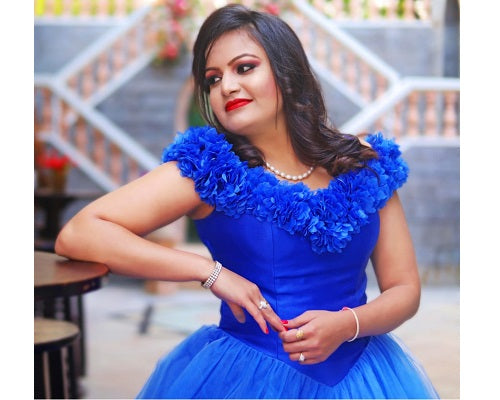 G237, Luxury Royal Blue Puffy Cloud Trail Ball Gown, Size: All, Color: All