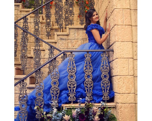G237, Luxury Royal Blue Puffy Cloud Trail Ball Gown, Size: All, Color: All