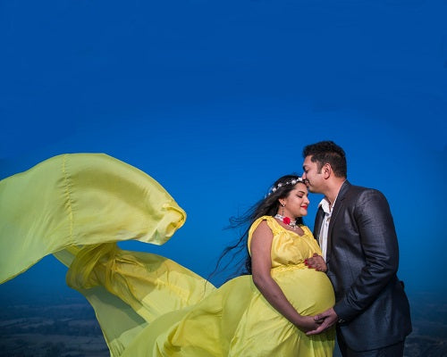 G178, Yellow Maternity Shoot Trail Baby Shower Gown, Size: All, Color: All