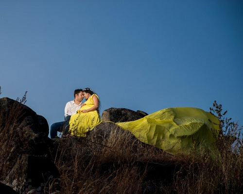 G178, Yellow Maternity Shoot Trail Baby Shower Gown, Size: All, Color: All