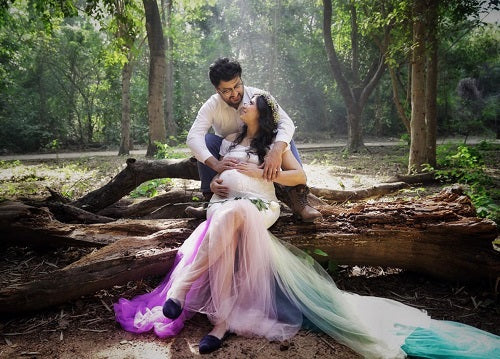 G249, White Top With Botem Layered Malti Colour Maternity Shoot Trail Lycra Body Fit Gown, Size: All, Color: All