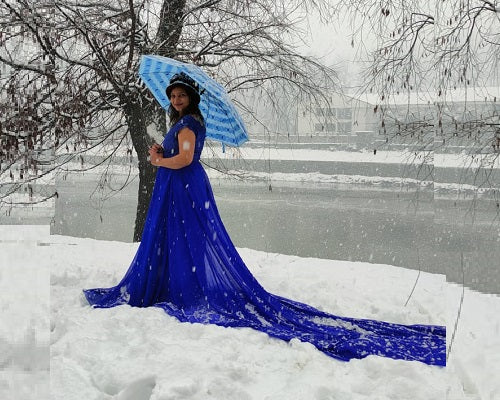 G300, Royal Blue Long Trail Prewedding Shoot Gown, Size: All, Color: All