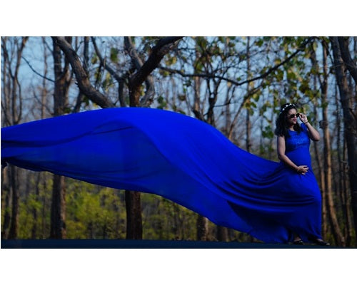 G300, Royal Blue Long Trail Maternity Shoot Baby Shower Gown, Size: All, Color: All