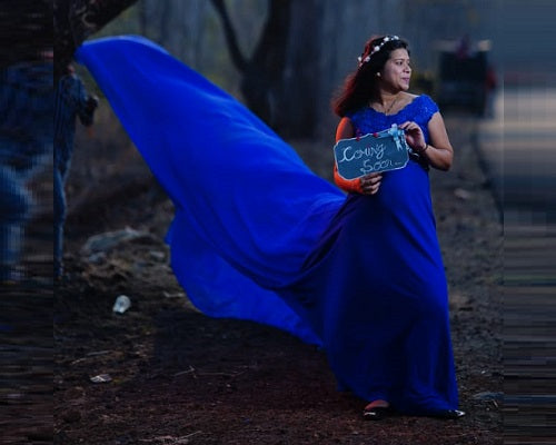 G300, Royal Blue Long Trail Maternity Shoot Baby Shower Gown Size: All, Color: All