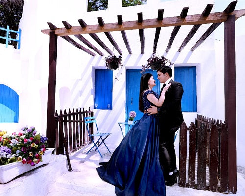G132, Navy Blue Satin Off Shoulder Trail Ball gown Size: All, Color: All