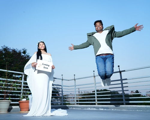 W546, White Maternity Shoot Baby Shower Trail Gown, Size: All, Color: All