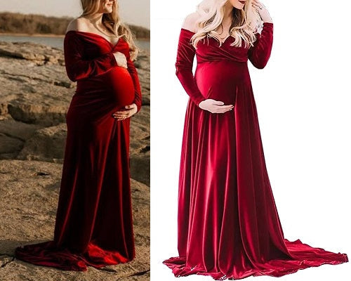 G34, Wine Velvet Lycra Infinity Twin Trail Gown, Size: All, Color: All