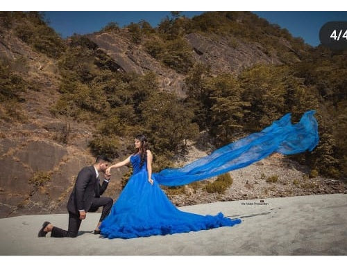 G237, Luxury Royal Blue Puffy Cloud Trail Ball Gown, Size: All, Color: All