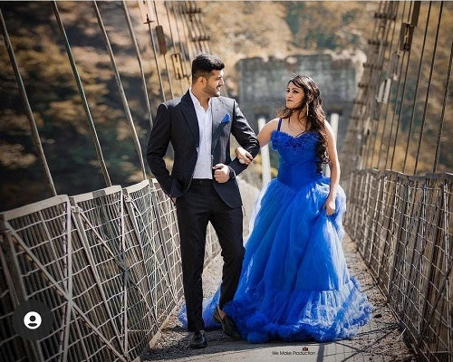 G237, Luxury Royal Blue Puffy Cloud Trail Ball Gown, Size: All, Color: All