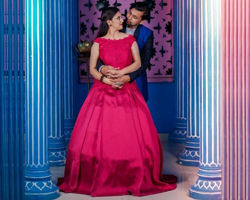 G801, Wine Satin Off Shoulder Lace Trail Ball Gown, Size (XS-30 to XL-40)