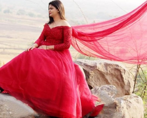 G135, Wine Semi OS Prewedding Shoot ball Gown Size: All, Color: All