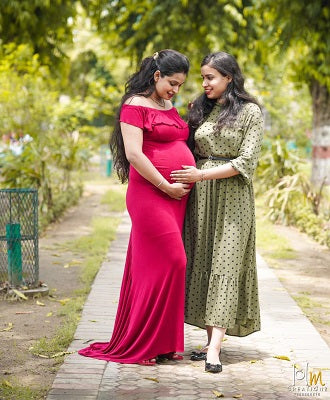 G42, Long Off Shoulder Wine Maternity shoot Baby Shower Lycra Body Fit Gown, Size: All, Color: All