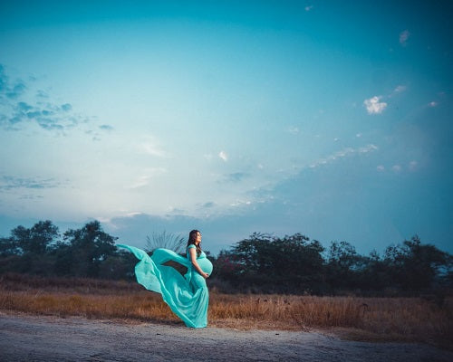 G49,Light Green Maternity Shoot Baby Shower Trail Lycra Fit Gown, Size: All,Color: All