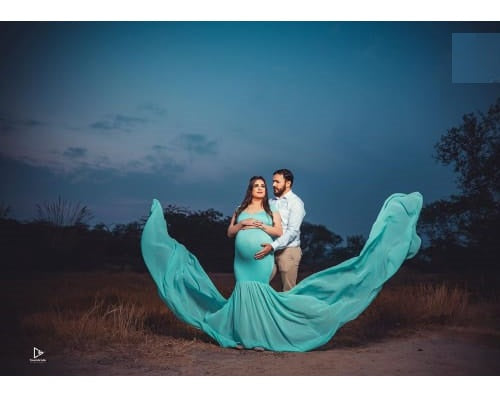 G49,Light Green Maternity Shoot Baby Shower Trail Lycra Fit Gown, Size: All,Color: All