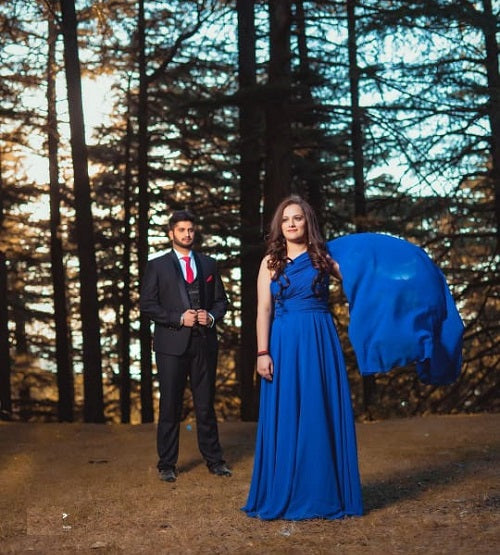 G275, Blue One Shoulder Prewedding Flair Gown, Size: All, Color: All