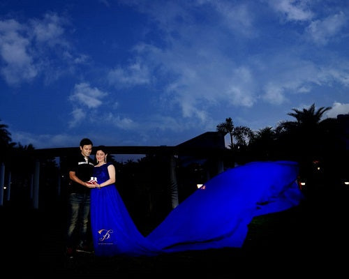 G300, Royal Blue Long Trail Prewedding Shoot Gown, Size: All, Color: All