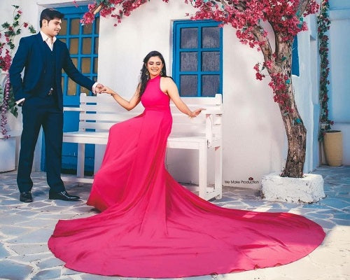 G251, Hot Pink Pre-Wedding Shoot Trail Gown, Size: All, Color: All