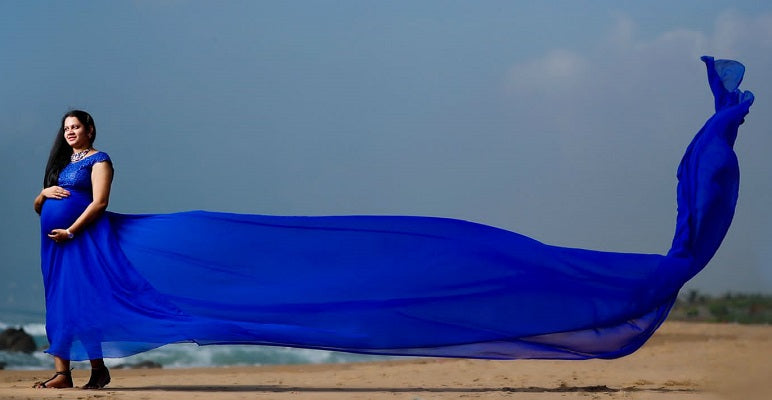 G300, Royal Blue Long Trail Maternity Shoot Baby Shower Gown, Size: All, Color: All