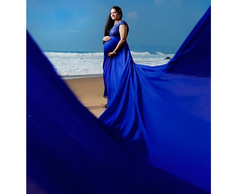 G300, Royal Blue Long Trail Maternity Shoot Baby Shower Gown, Size: All, Color: All
