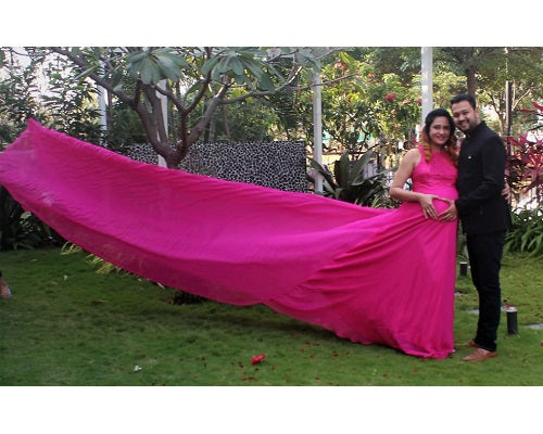 G251, Hot Pink Maternity Shoot Baby Shower Trail Gown, Size: All, Color: All
