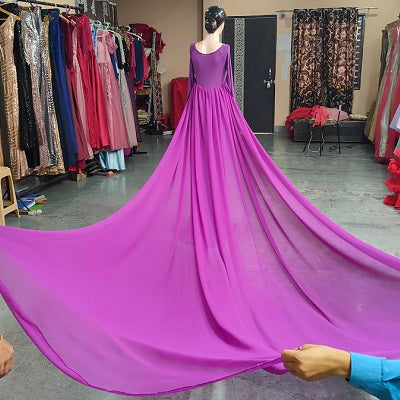 G31, Purple maternity long Trail Lycra Fit Gown, Size: All, Color: All