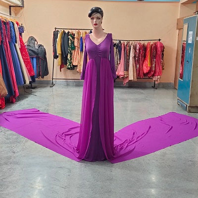 G31, Purple maternity long Trail Lycra Fit Gown, Size: All, Color: All