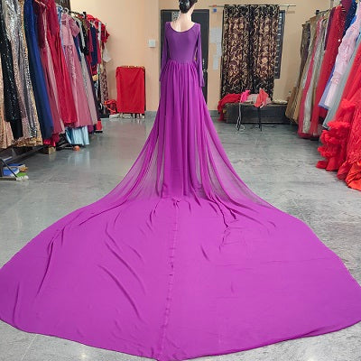 G31, Purple maternity long Trail Lycra Fit Gown, Size: All, Color: All