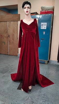 G341, Wine Velvet Lycra maternity shoot Trail Gown, Size: All, Color: All