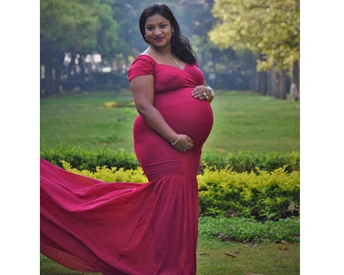 G215,Red Maternity Shoot Trail Baby Shower Gown, Size: All, Color: All